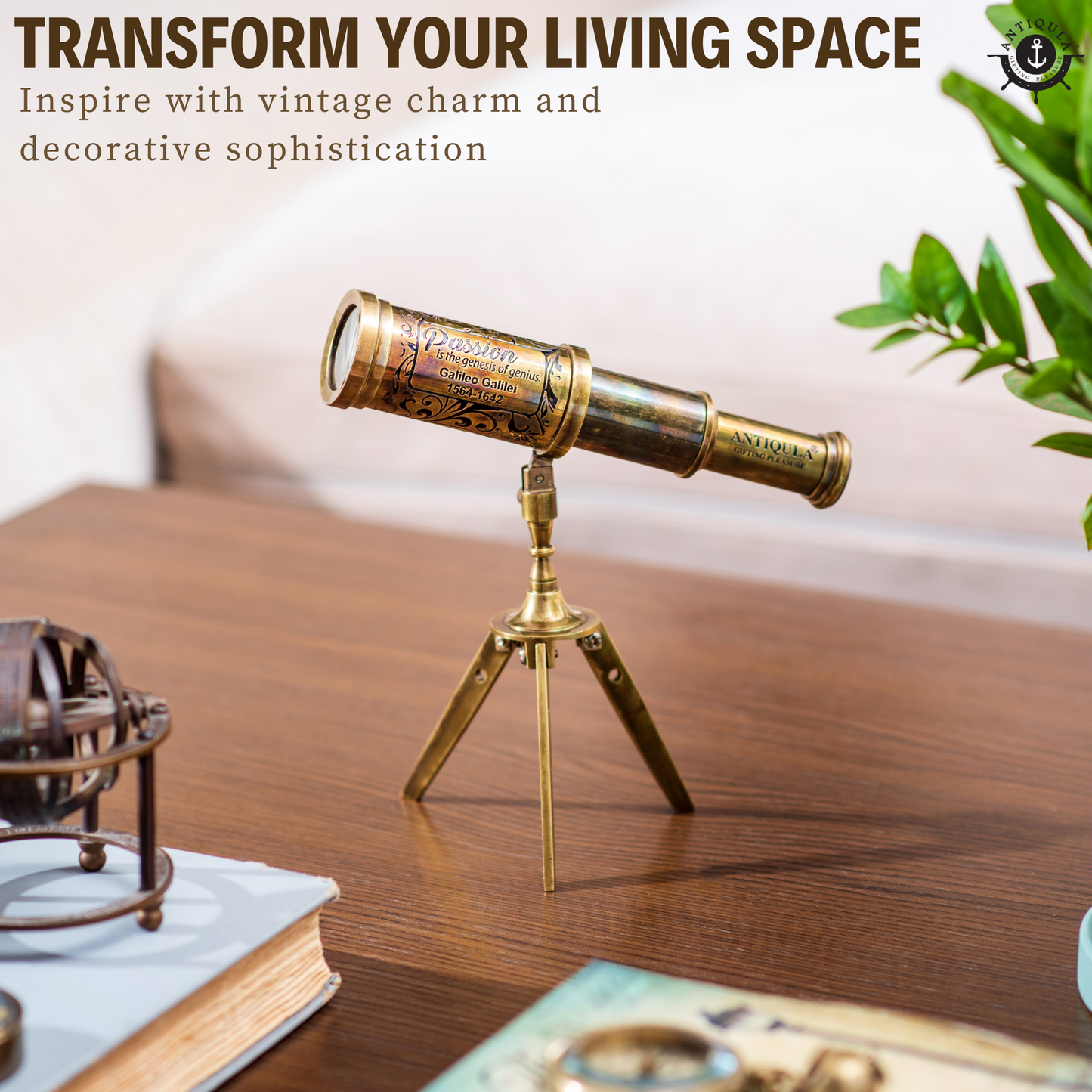 Vintage Decor Telescope with Tripod Stand.
