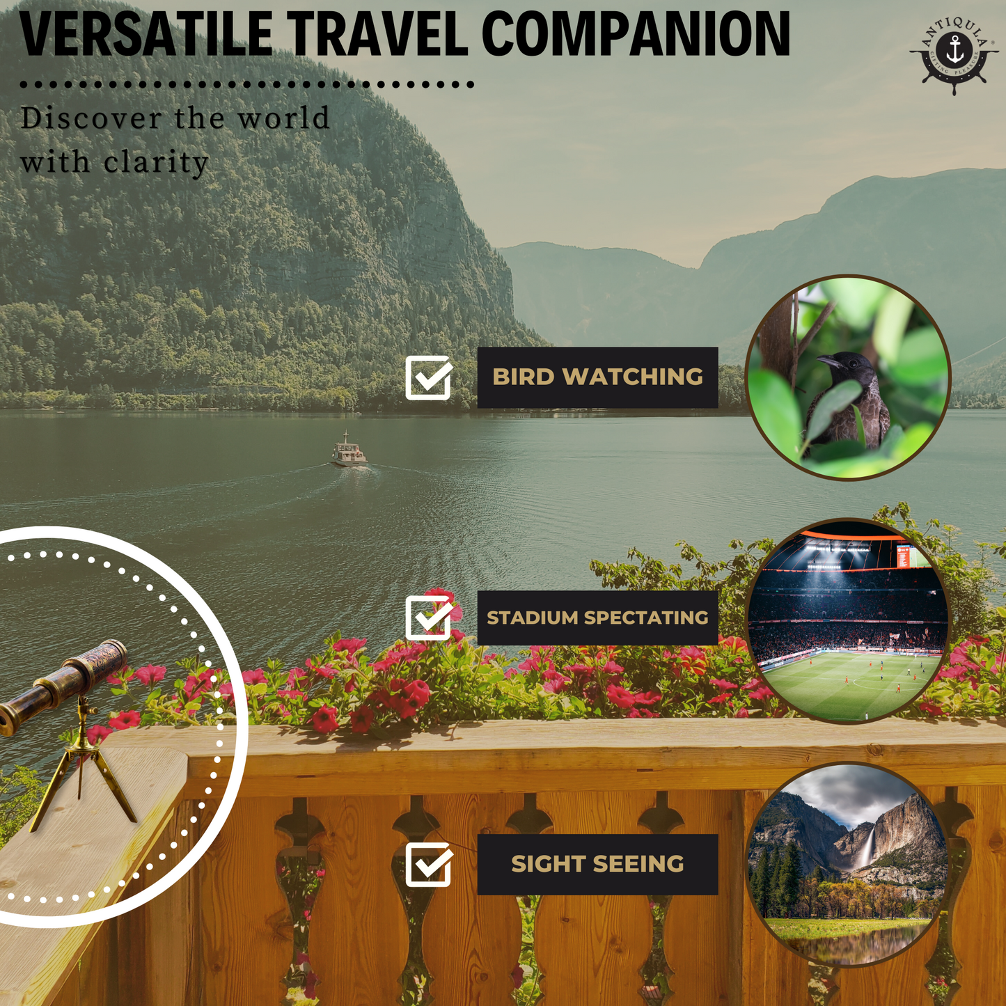 Vintage Decor Telescope with Tripod Stand.