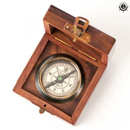 Handcrafted Compass in Wooden Box