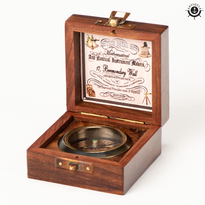 Handcrafted Compass in Wooden Box