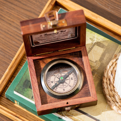 Handcrafted Compass in Wooden Box