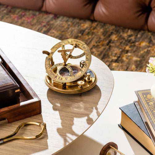 Sundial Compass with Wooden Box