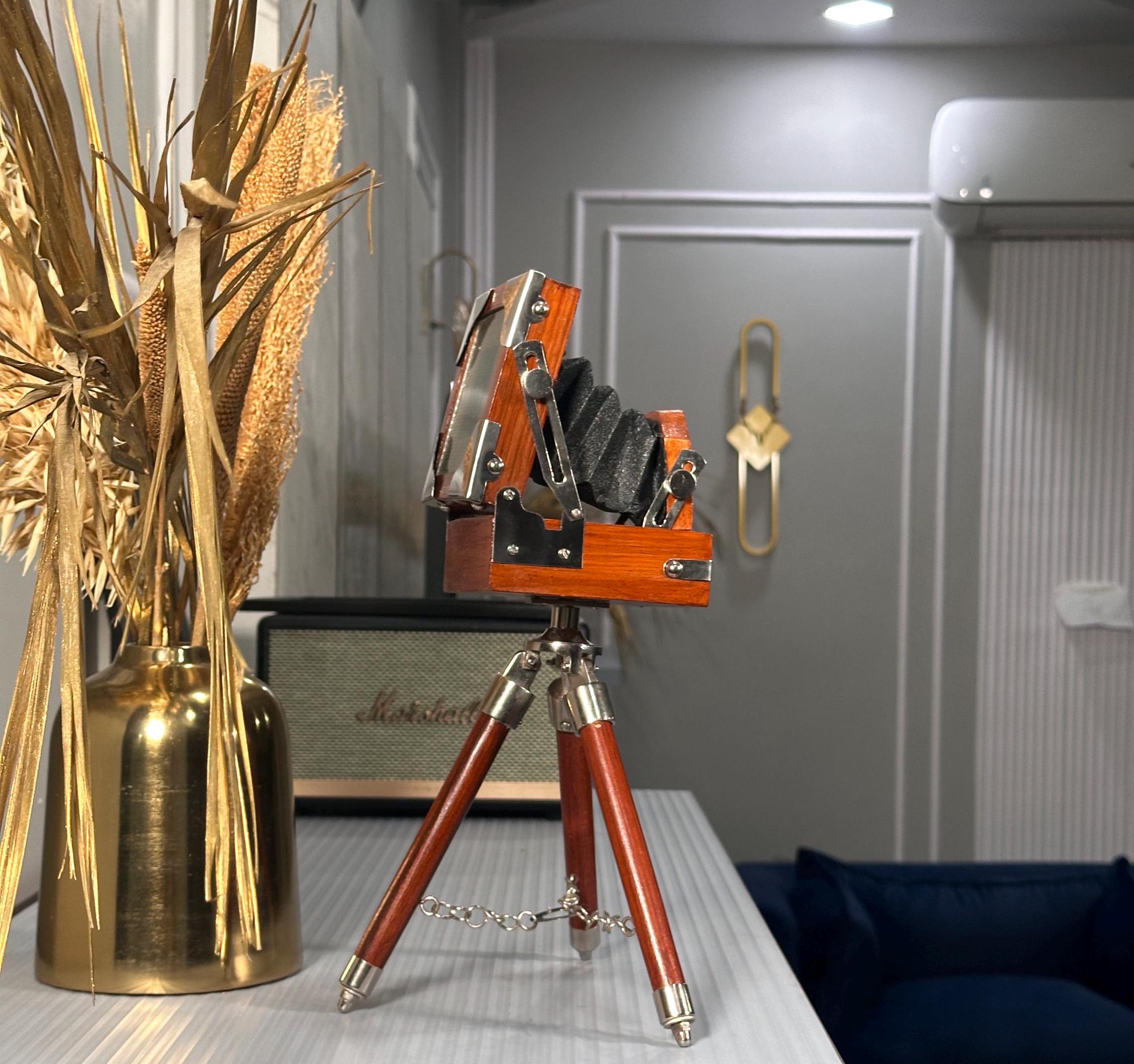 Compact Wooden Camera on Foldable Tripod view 9