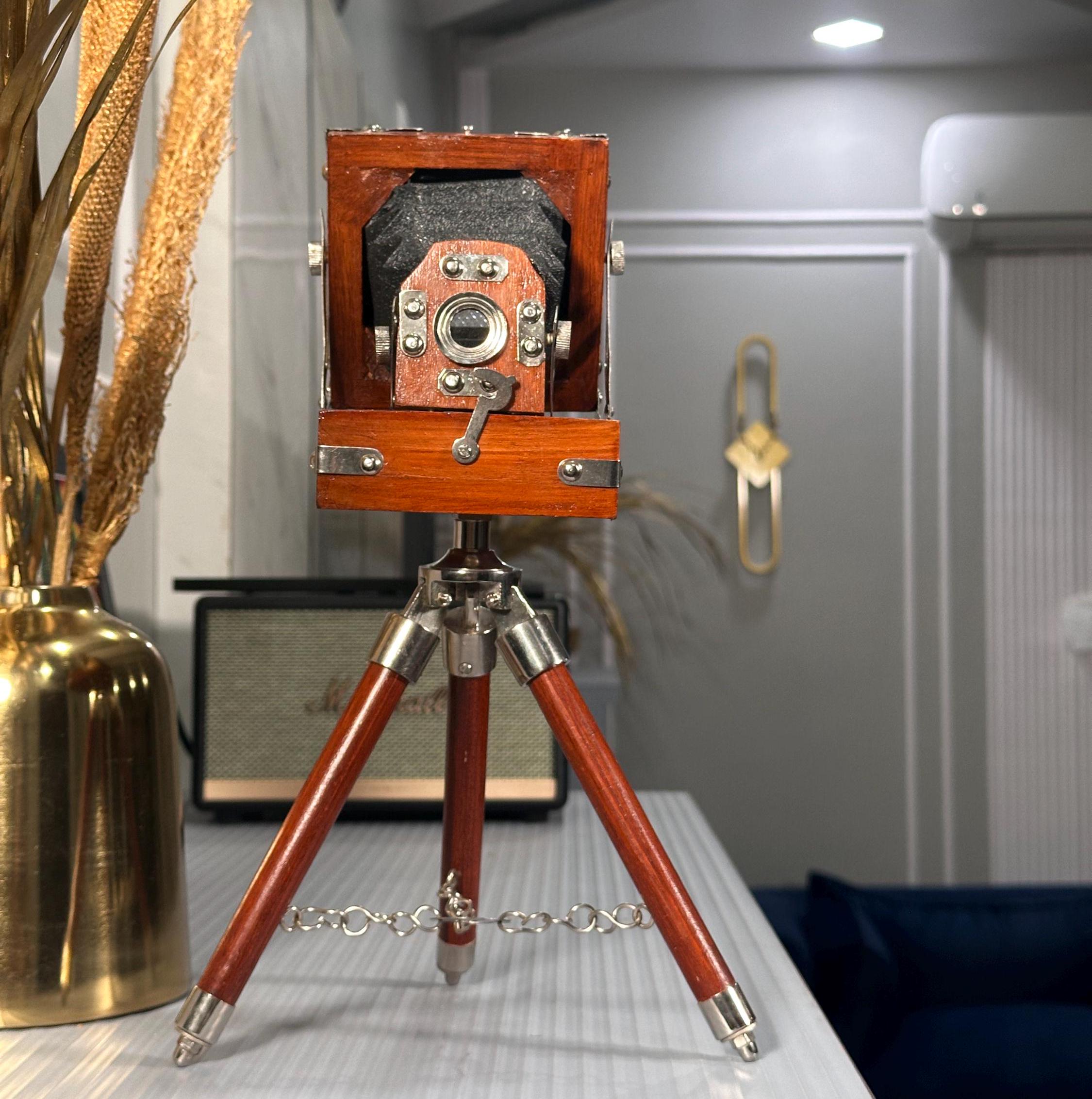 Compact Wooden Camera on Foldable Tripod view 12