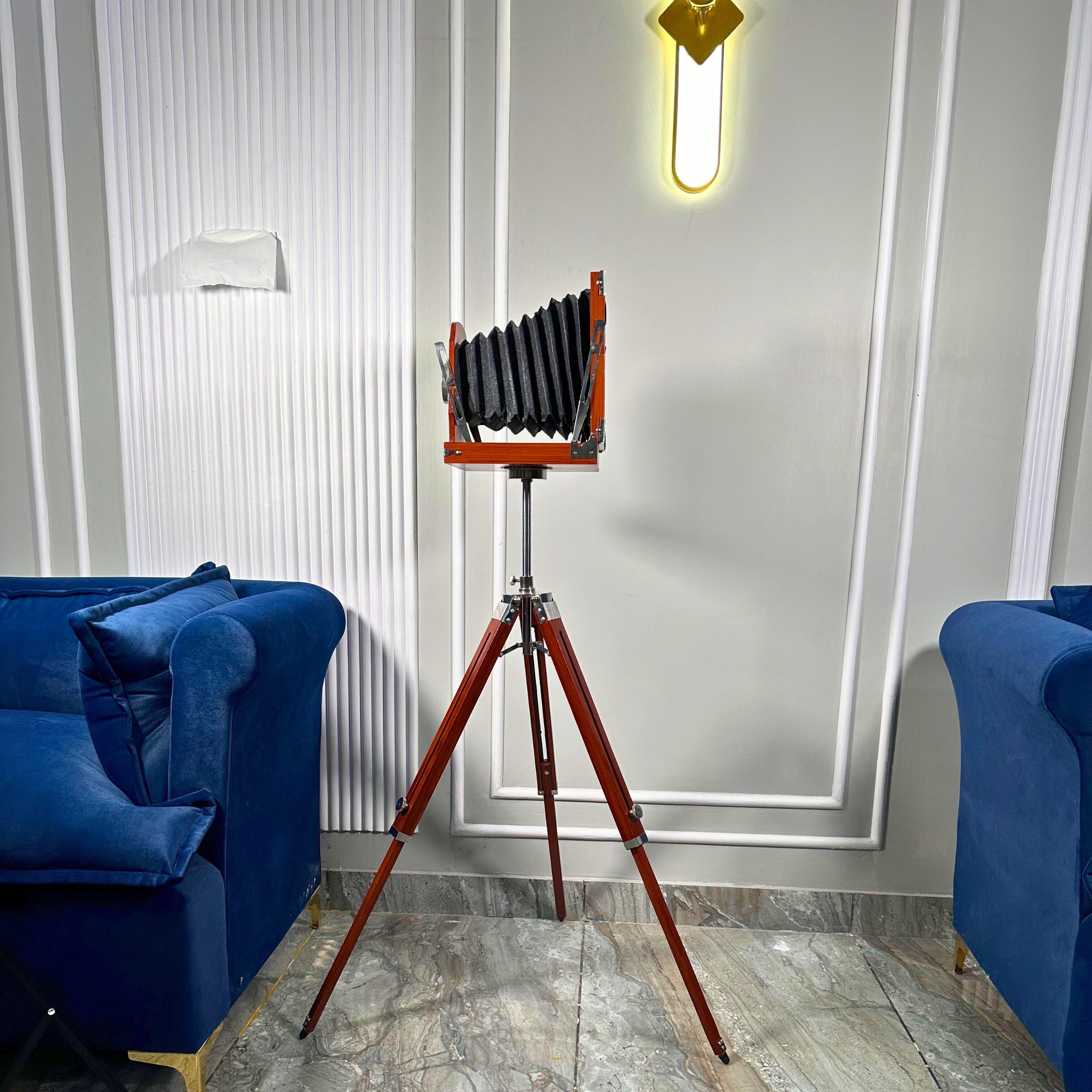 Classic Wooden Camera on Decorative Tripod view 6