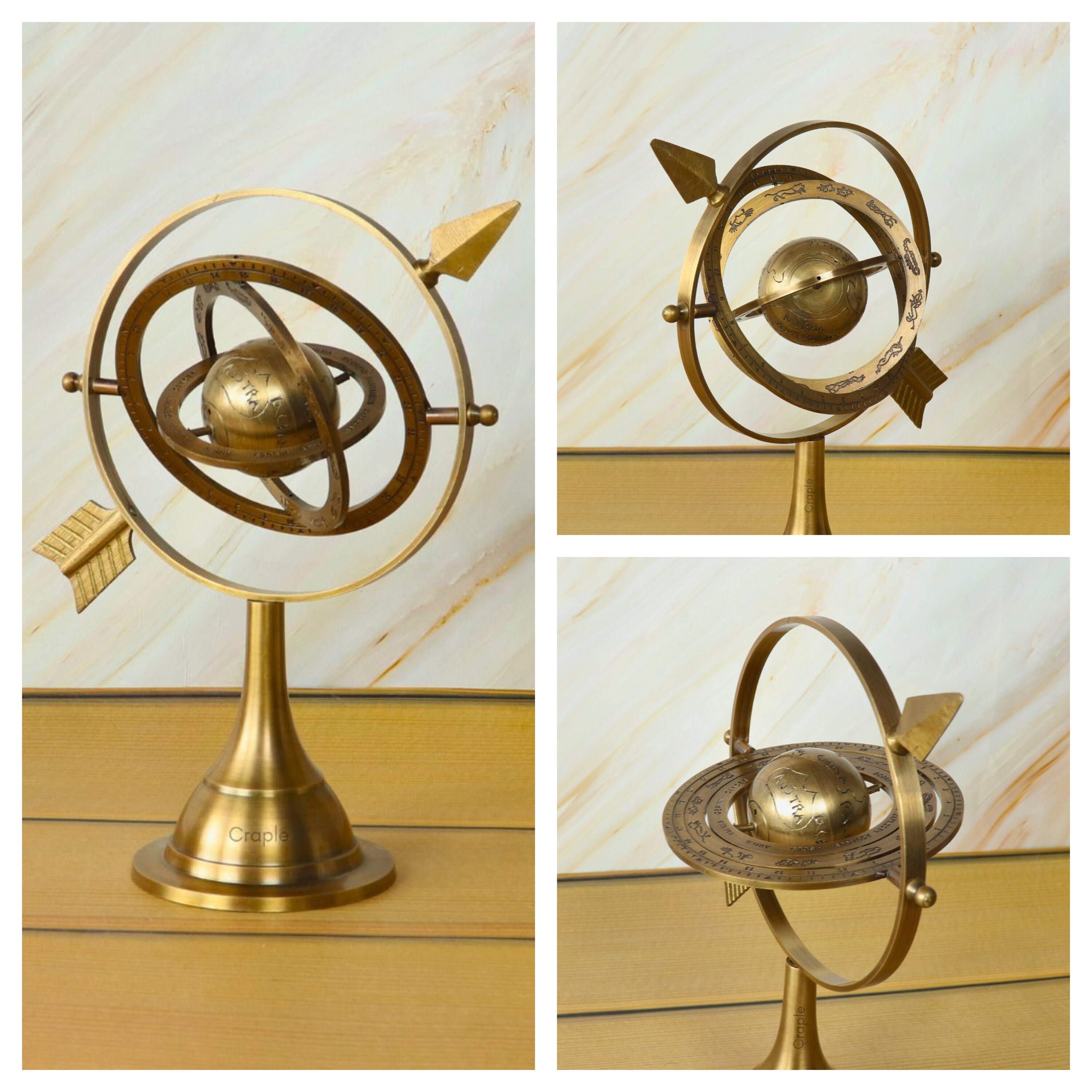 Handmade Brass Armillary Sphere with Arrow view 2