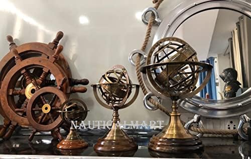 Brass Armillary Sphere on Rosewood Base view 8