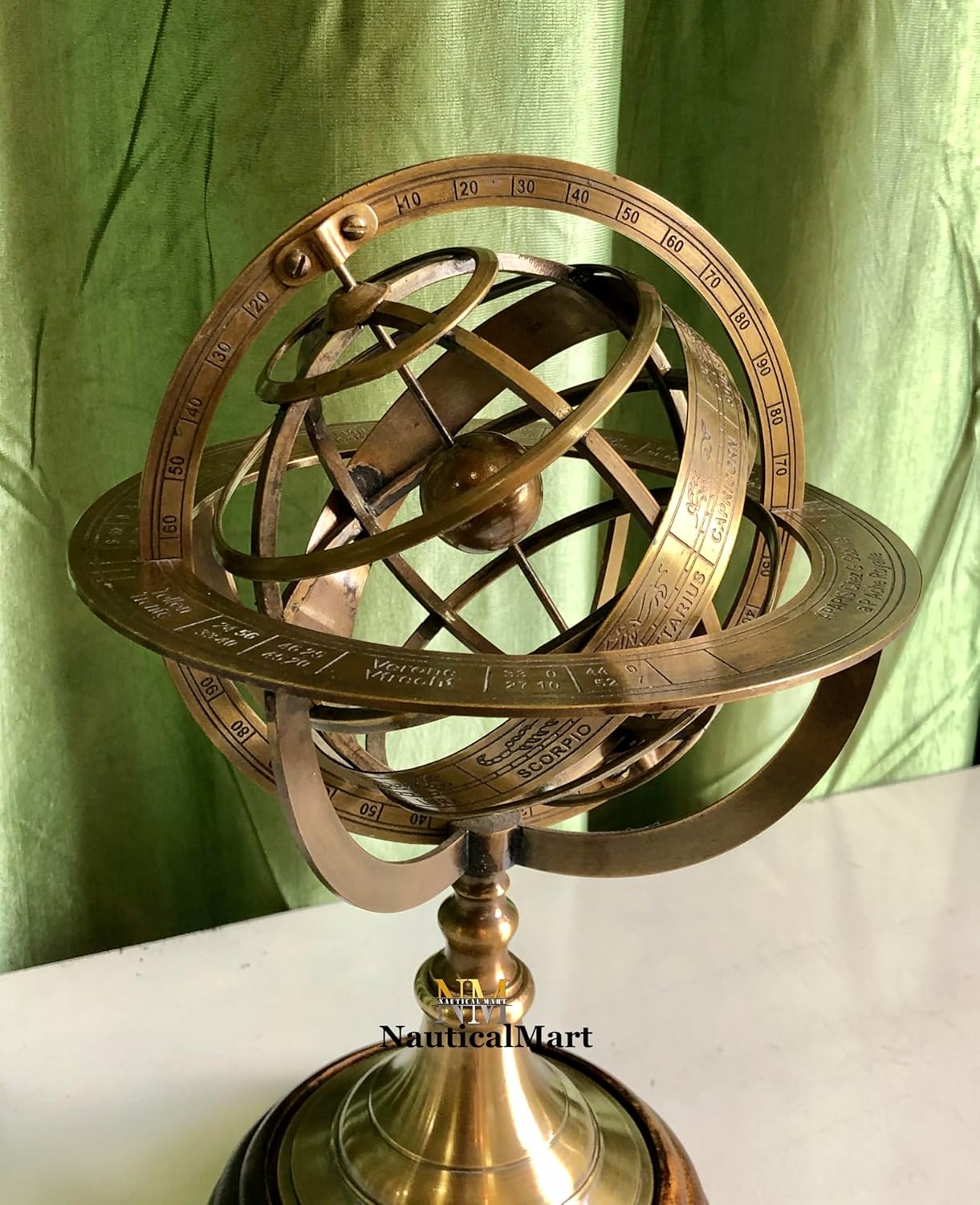 Brass Zodiac Armillary Sphere Pirate Decor view 2