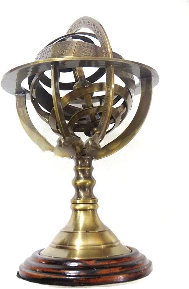 Brass Zodiac Armillary Sphere Pirate Decor view 7