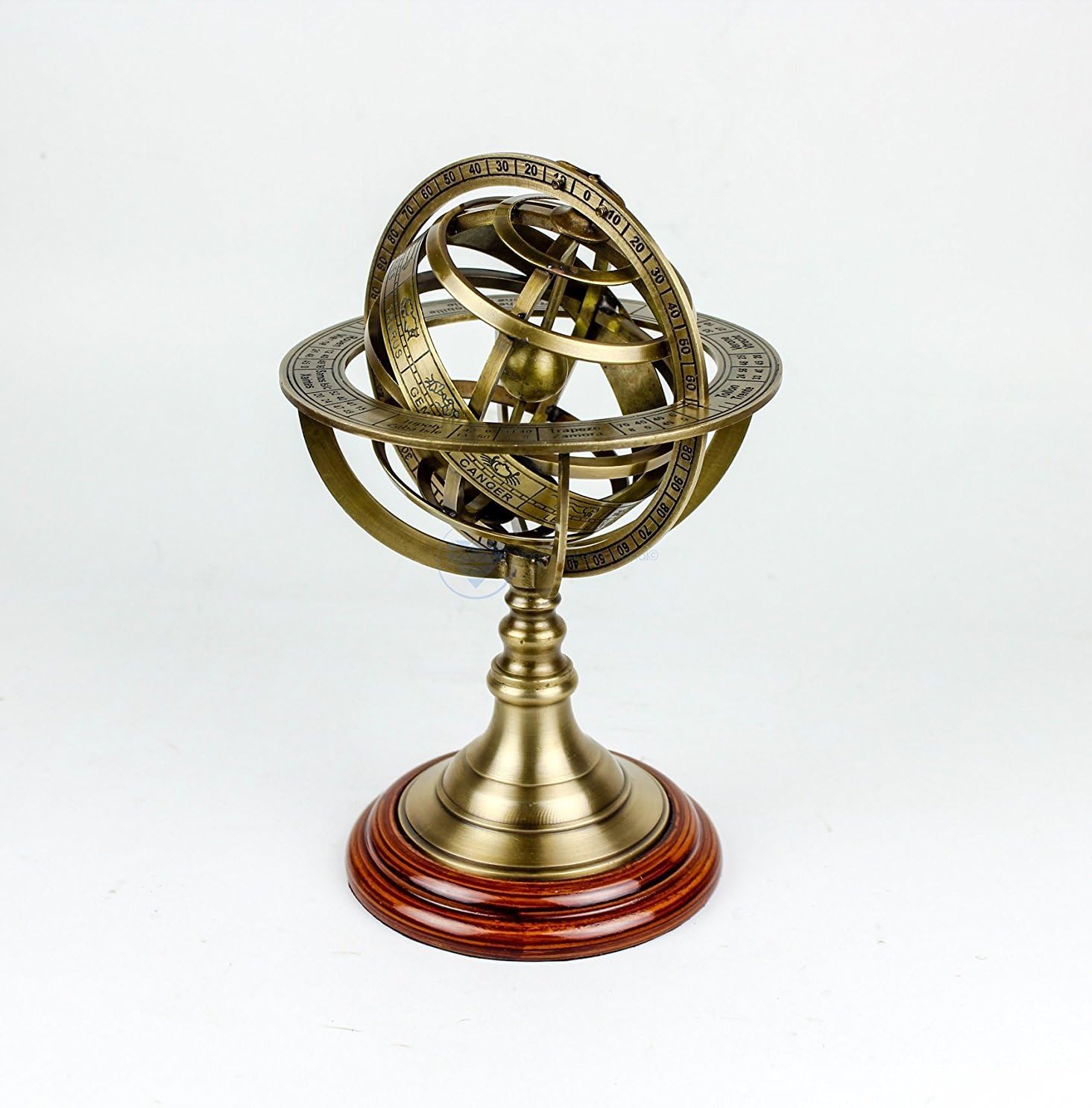 Brass Armillary Sphere on Lacquered Hardwood view 6