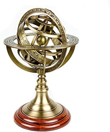 Brass Armillary Sphere on Lacquered Hardwood view 9