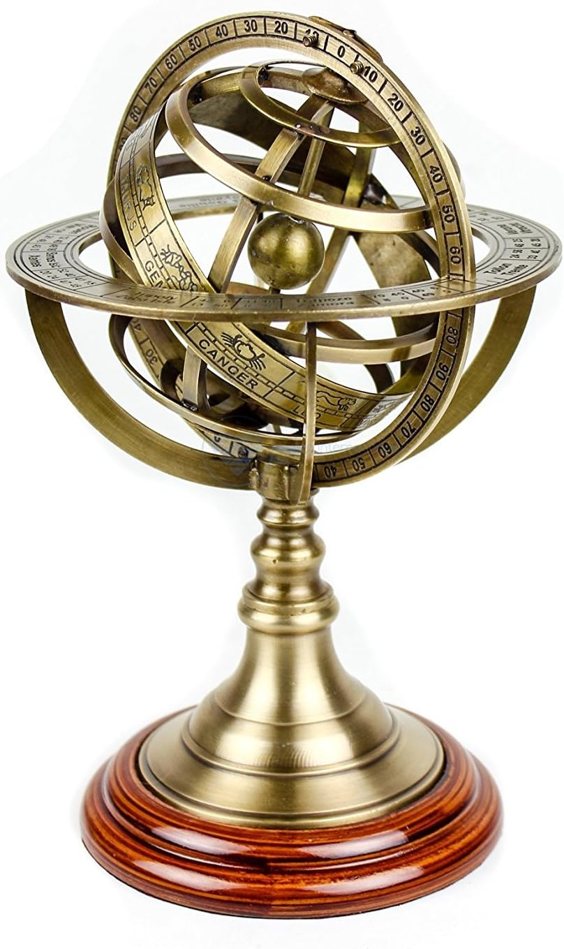 Brass Armillary Sphere on Lacquered Hardwood view 17