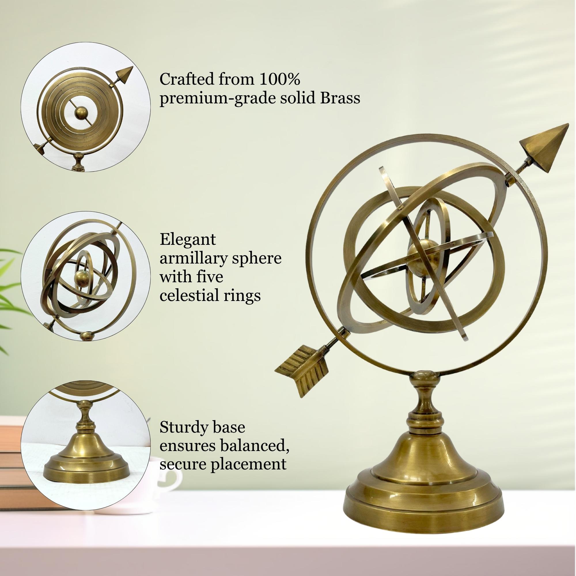 Handmade All-Brass Armillary Sphere Globe view 5