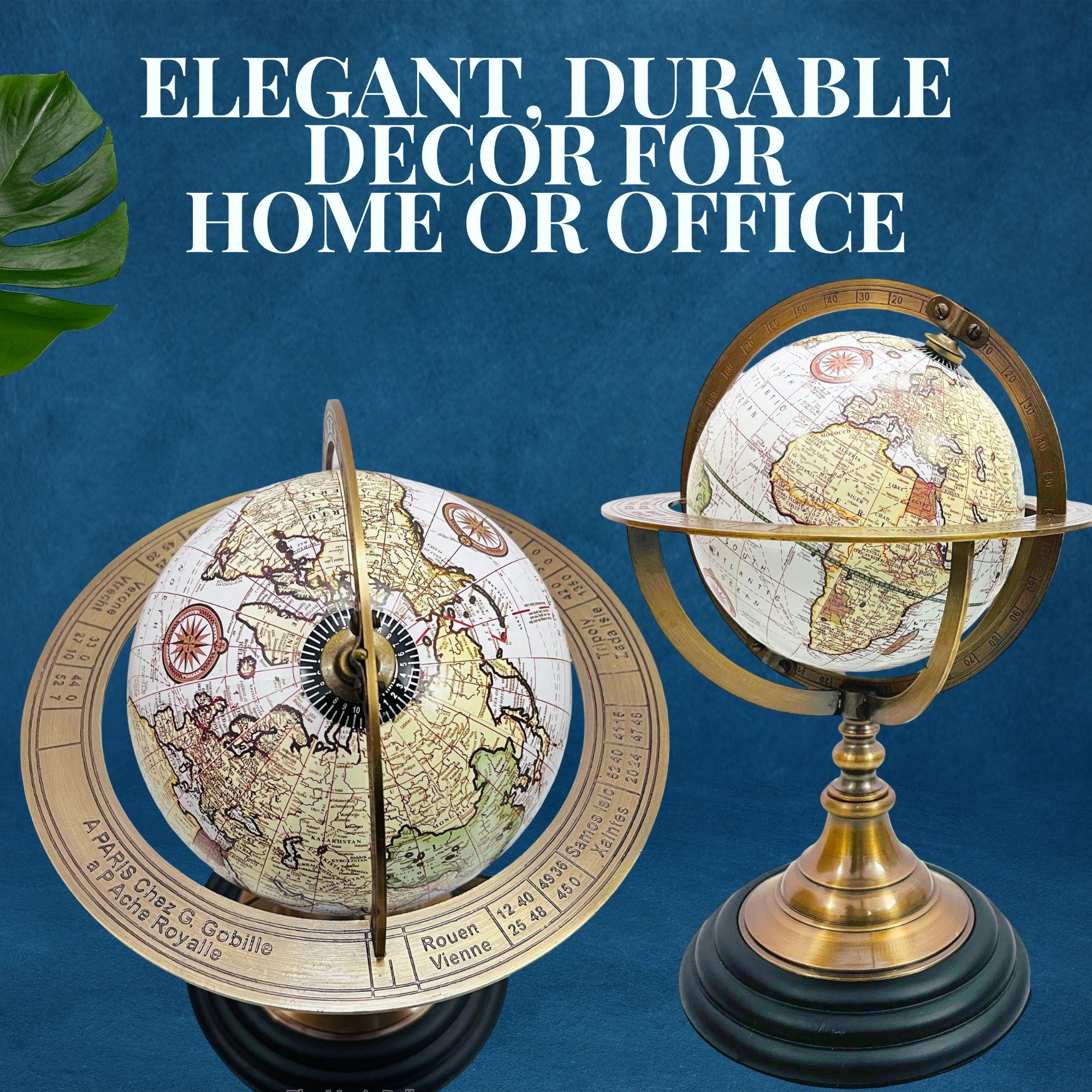 Handmade Brass Armillary Sphere Globe with Black Wooden Base view 7