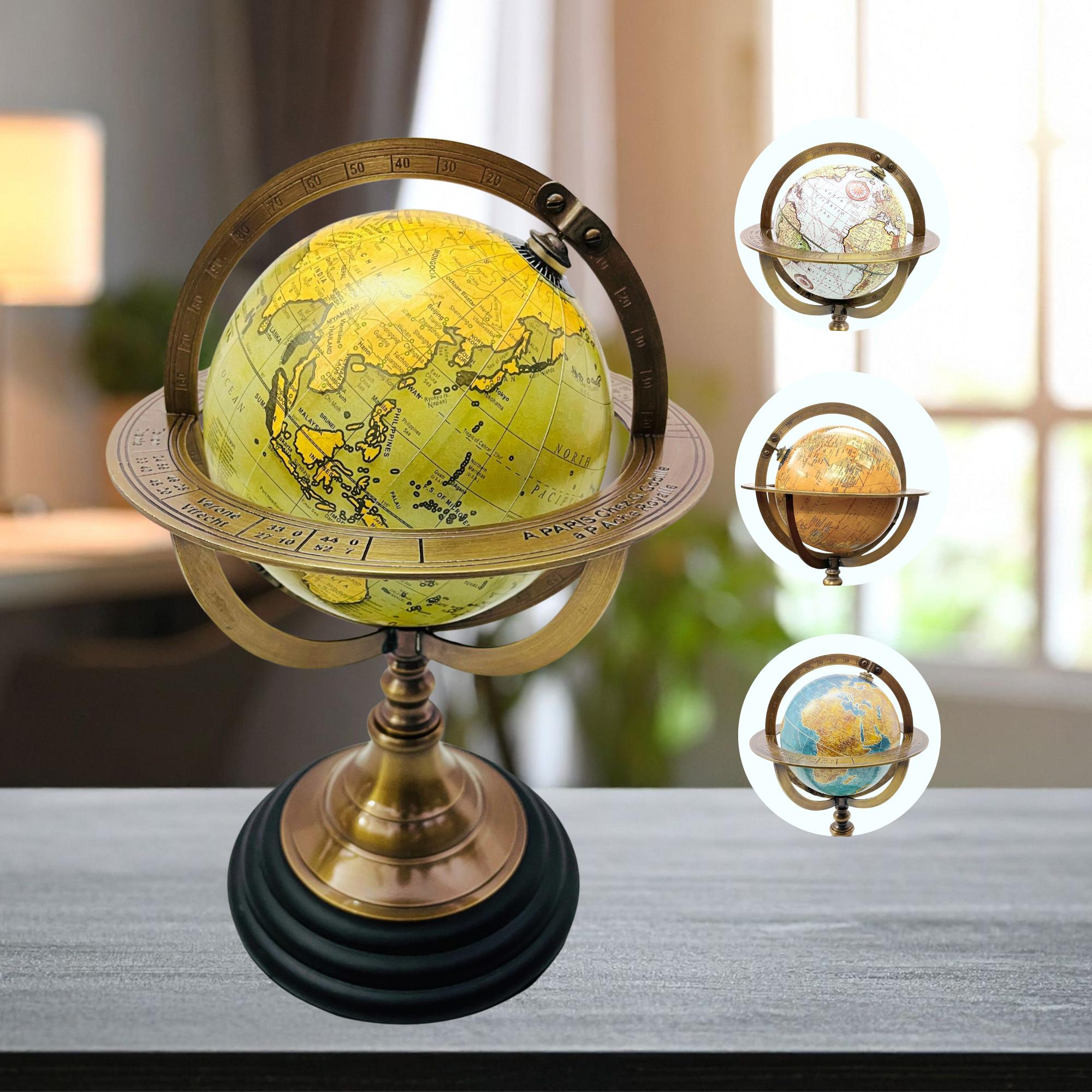 Brass Armillary Globe on Black Wooden Base view 11