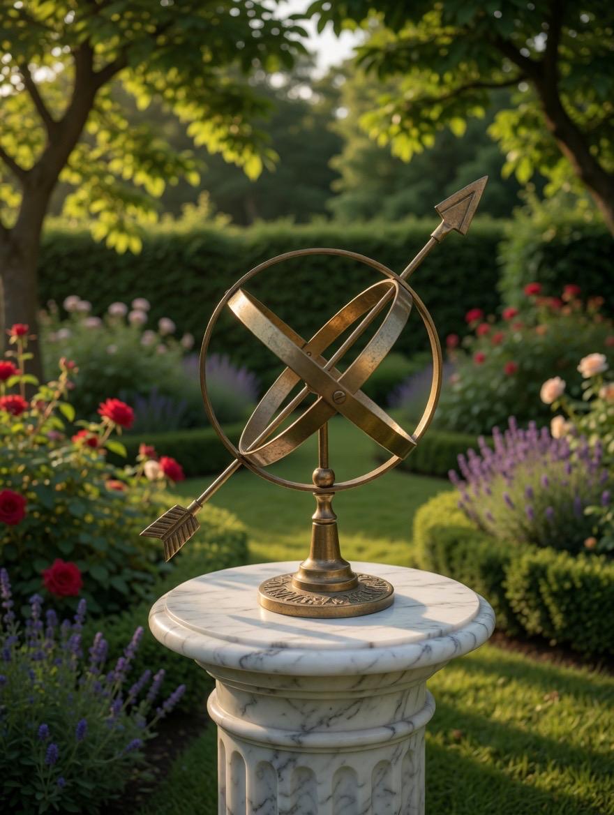 Vintage All-Brass Armillary Sphere with Long Arrow view 7