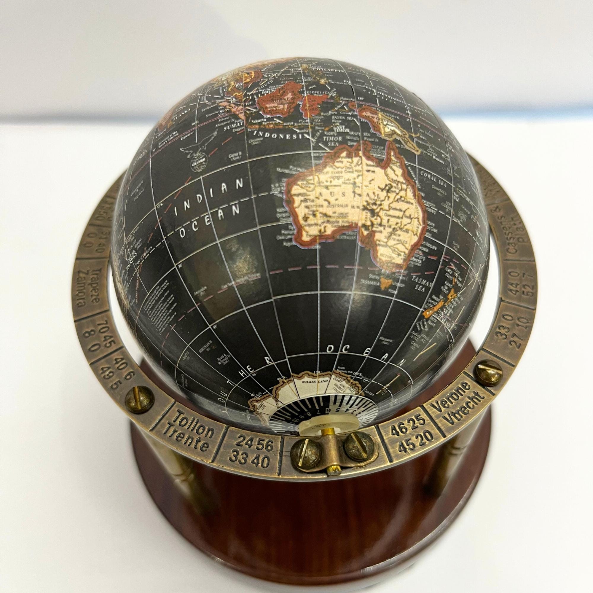 Vintage Brass Armillary Globe with Compass Base view 8