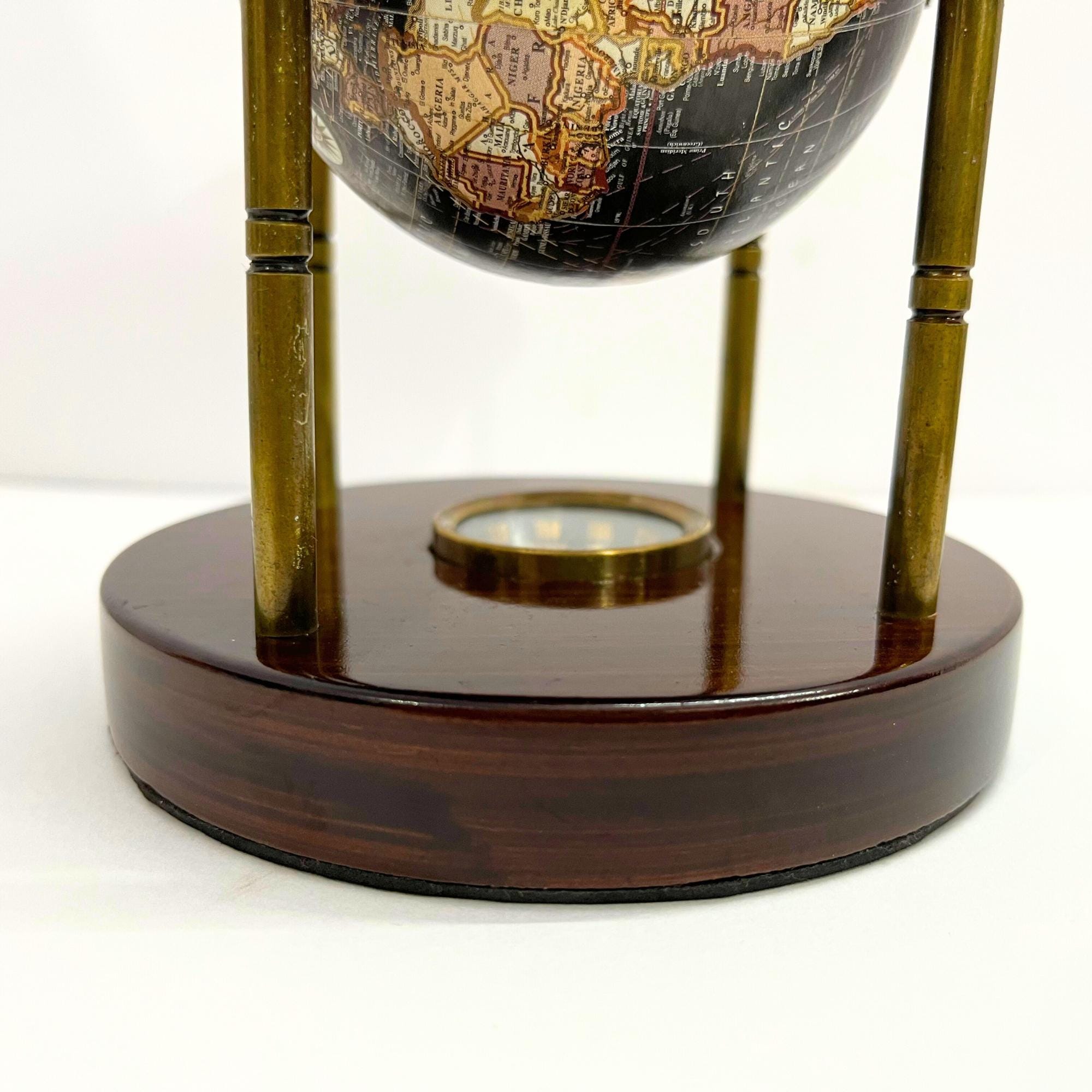 Vintage Brass Armillary Globe with Compass Base view 10