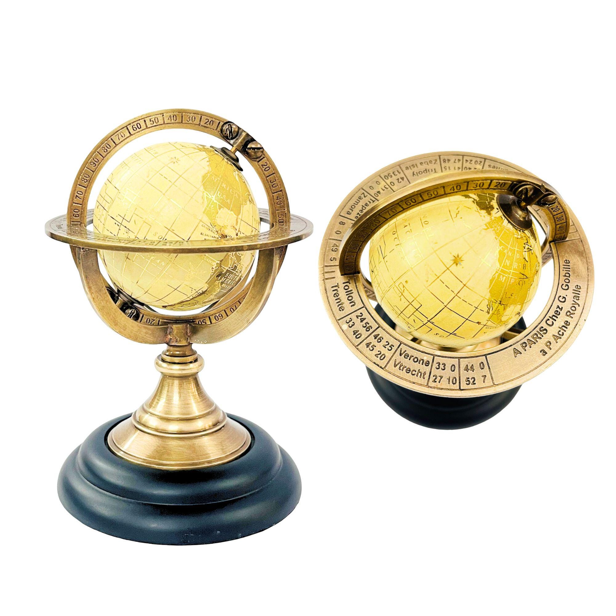 Brass Armillary Globe with Brown or Black Base view 2