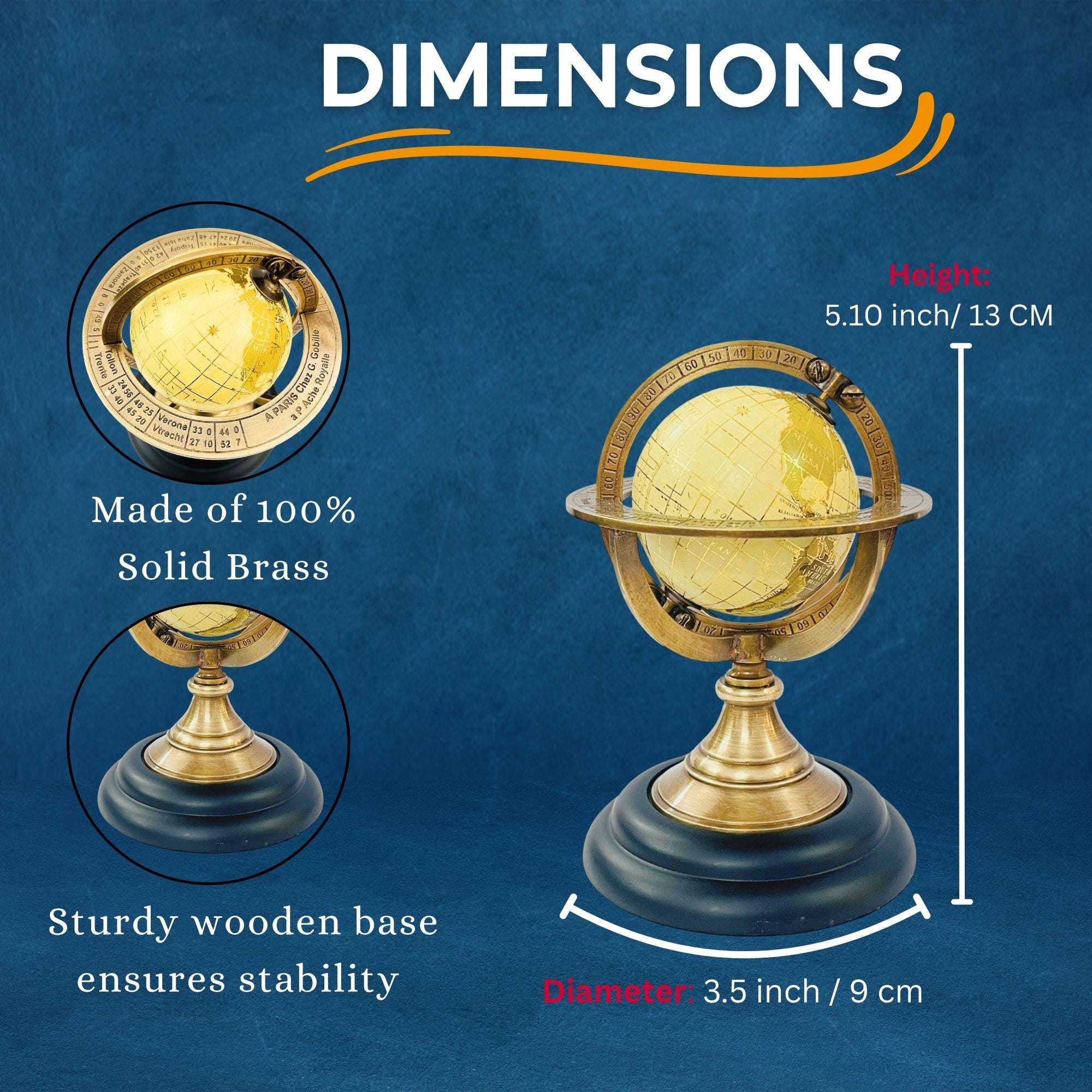 Brass Armillary Globe with Brown or Black Base view 3