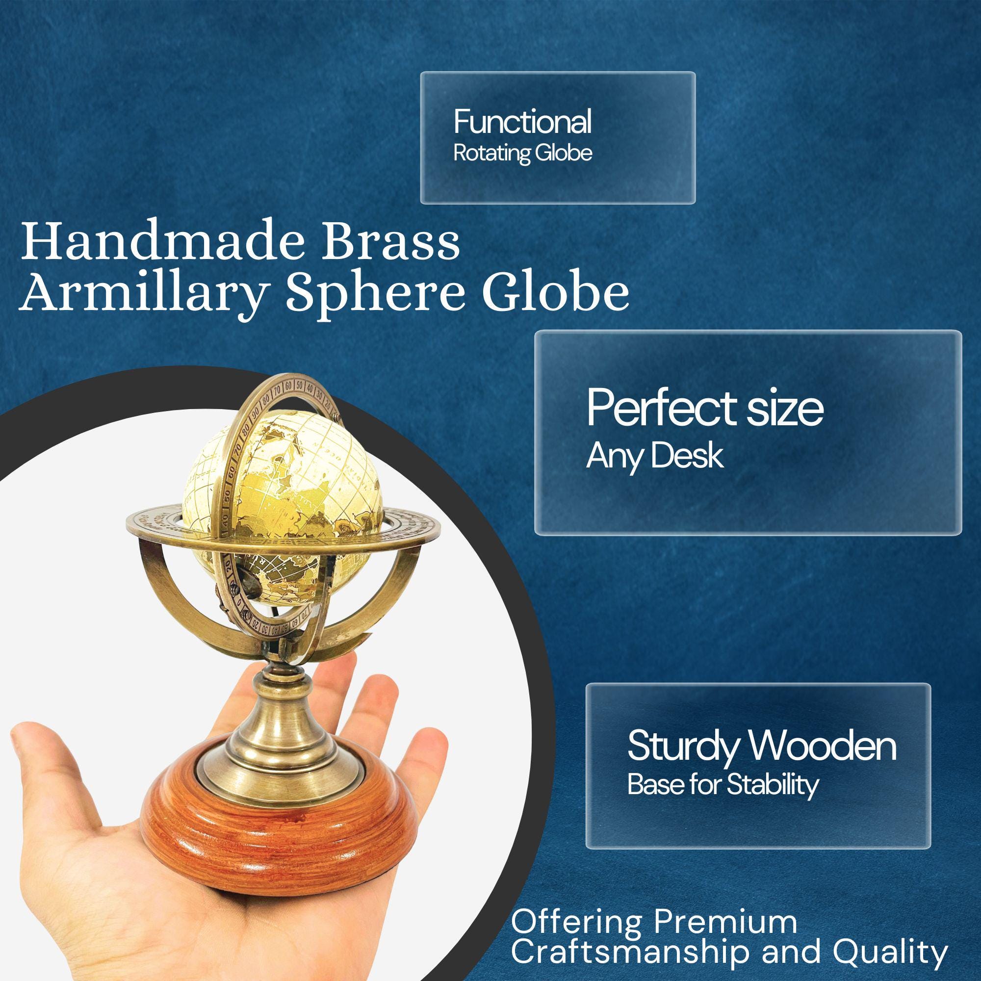 Brass Armillary Globe with Brown or Black Base view 9