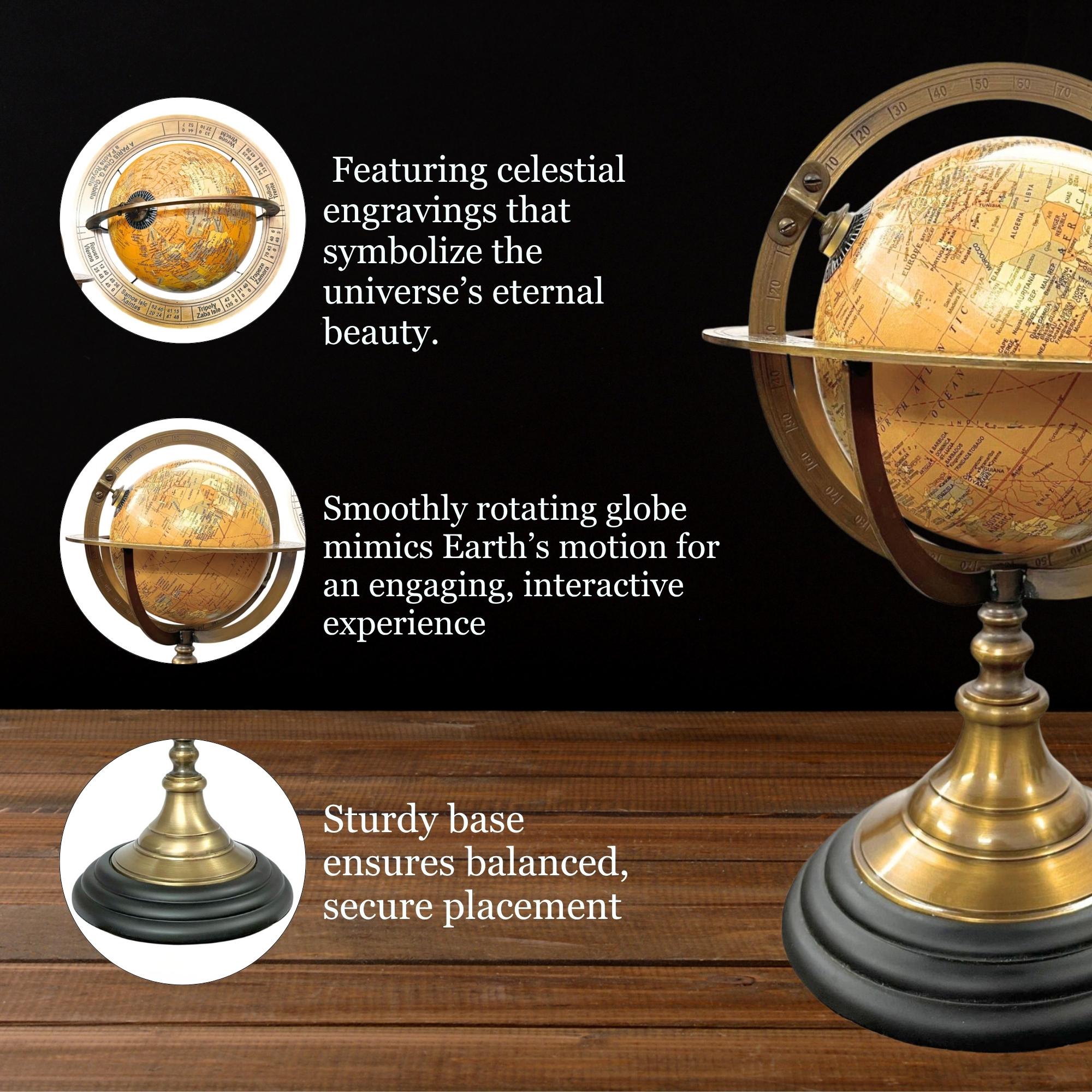 Handmade Brass Armillary Globe with Celestial Engraving view 4