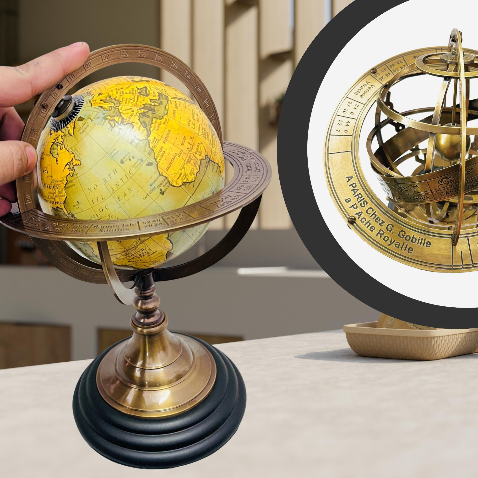 Handmade Brass Armillary Globe with Celestial Engraving view 5