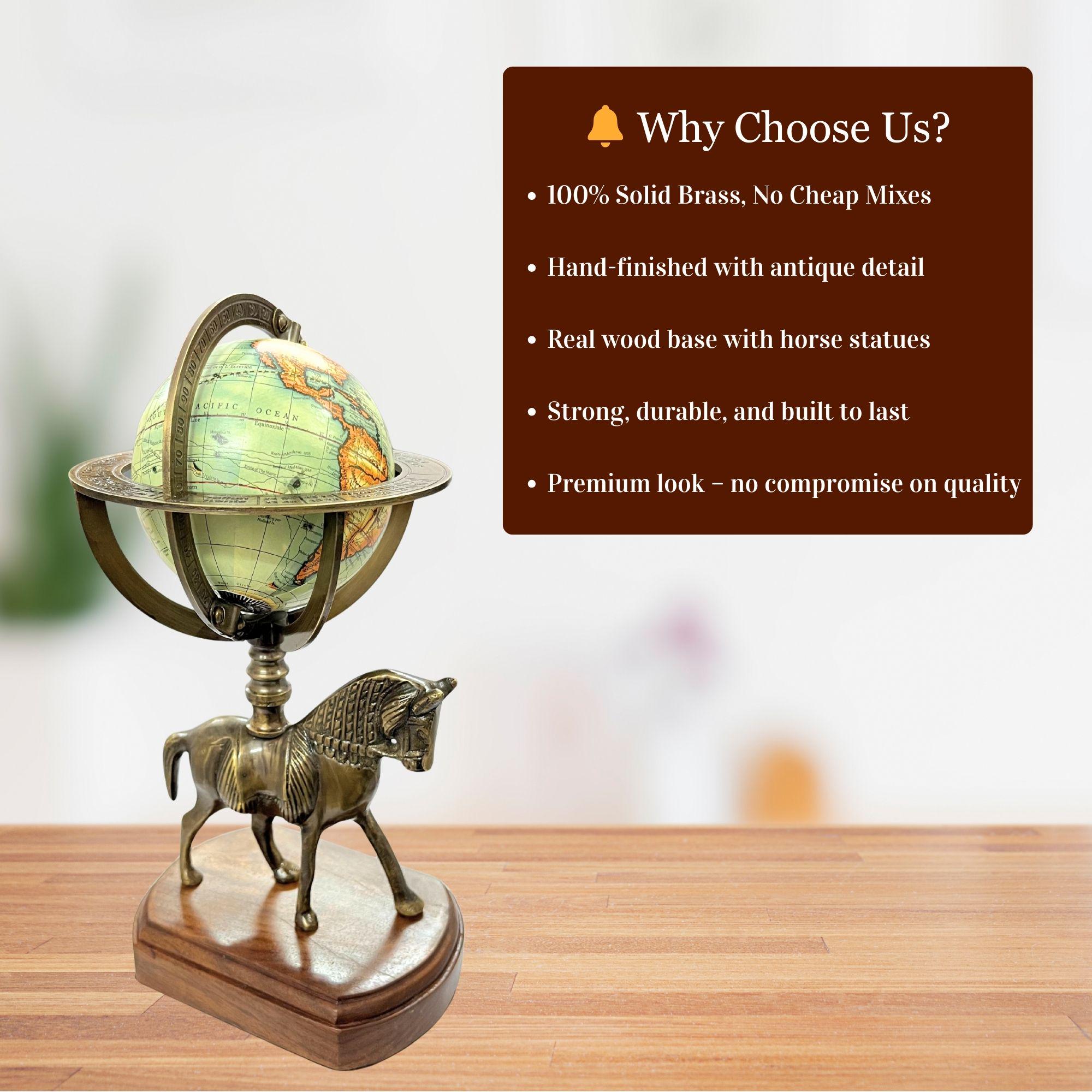 Brass Armillary Globe with Horse Motif view 3