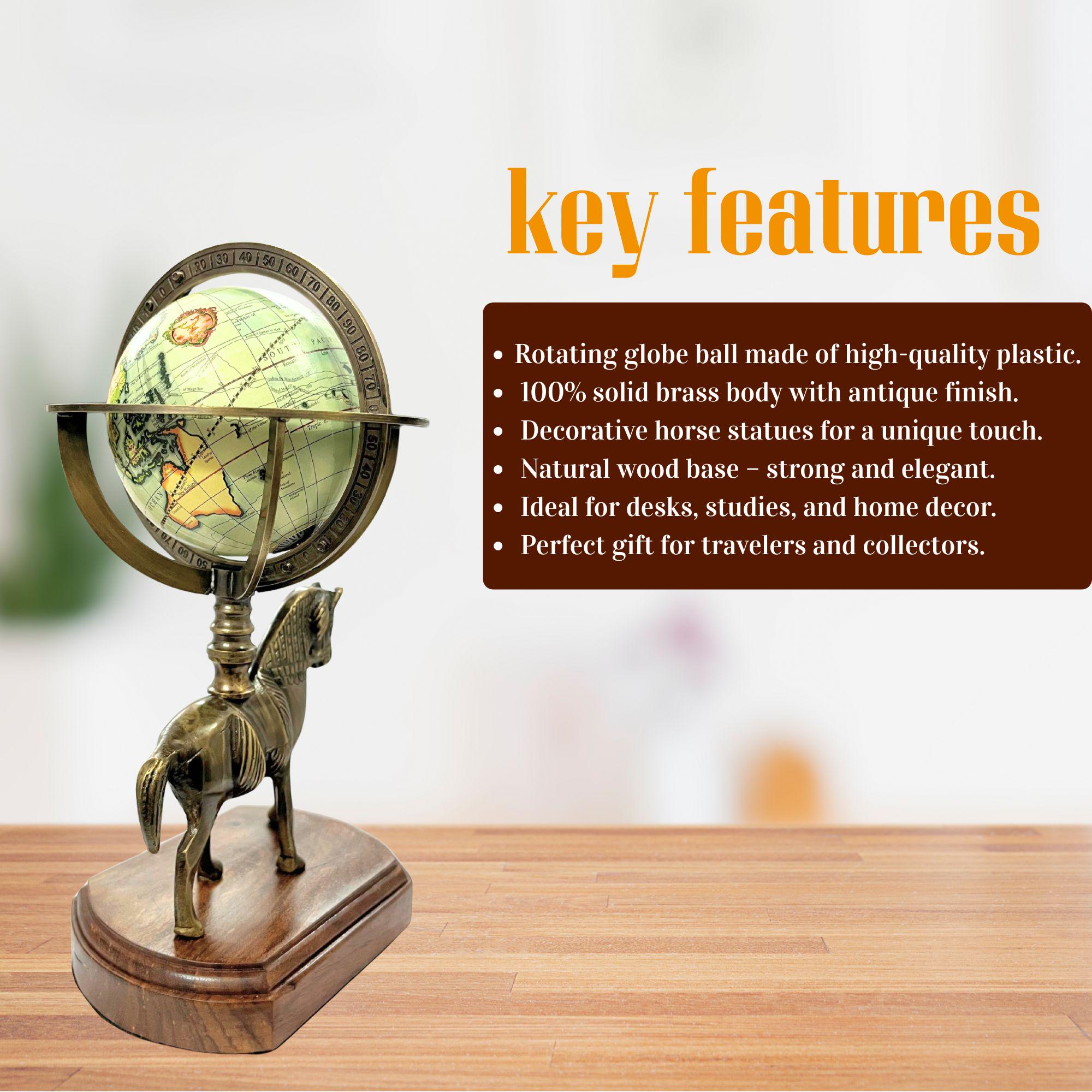Brass Armillary Globe with Horse Motif view 5