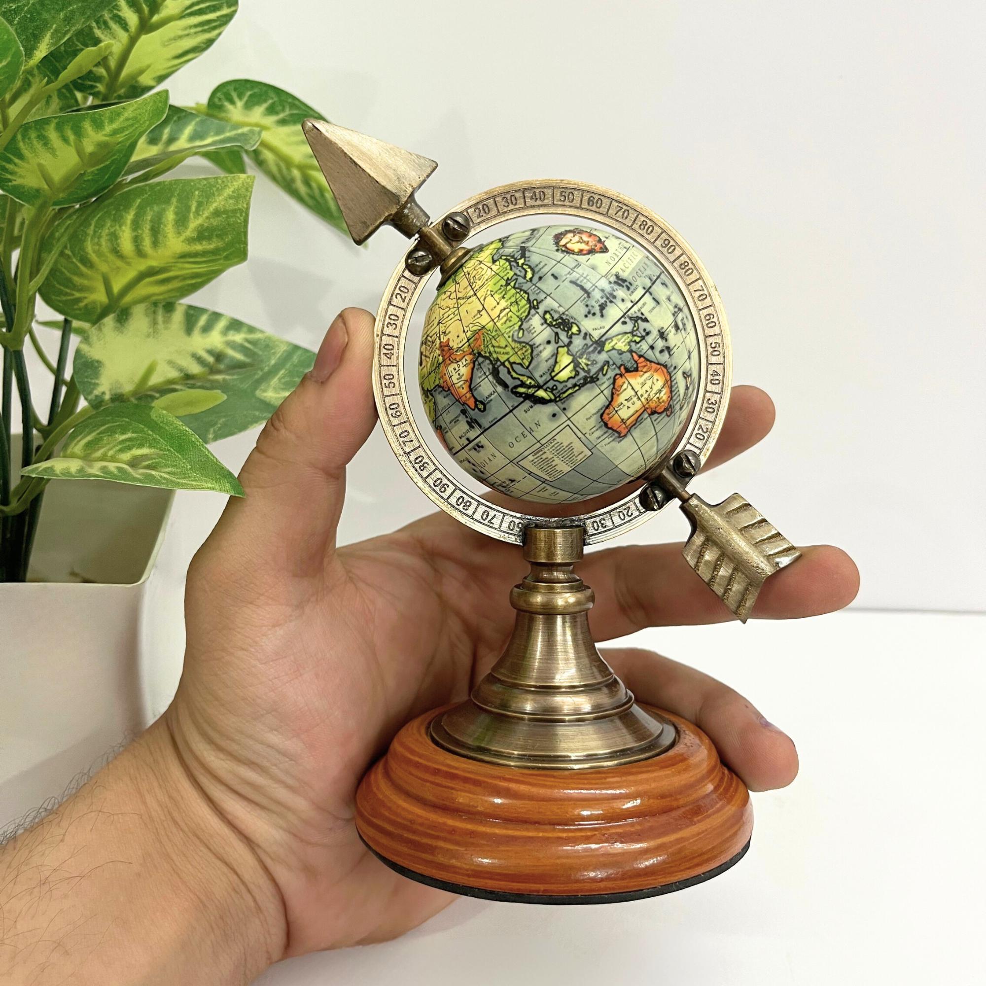 Brass Armillary Sphere with Arrow on Rosewood Base view 5