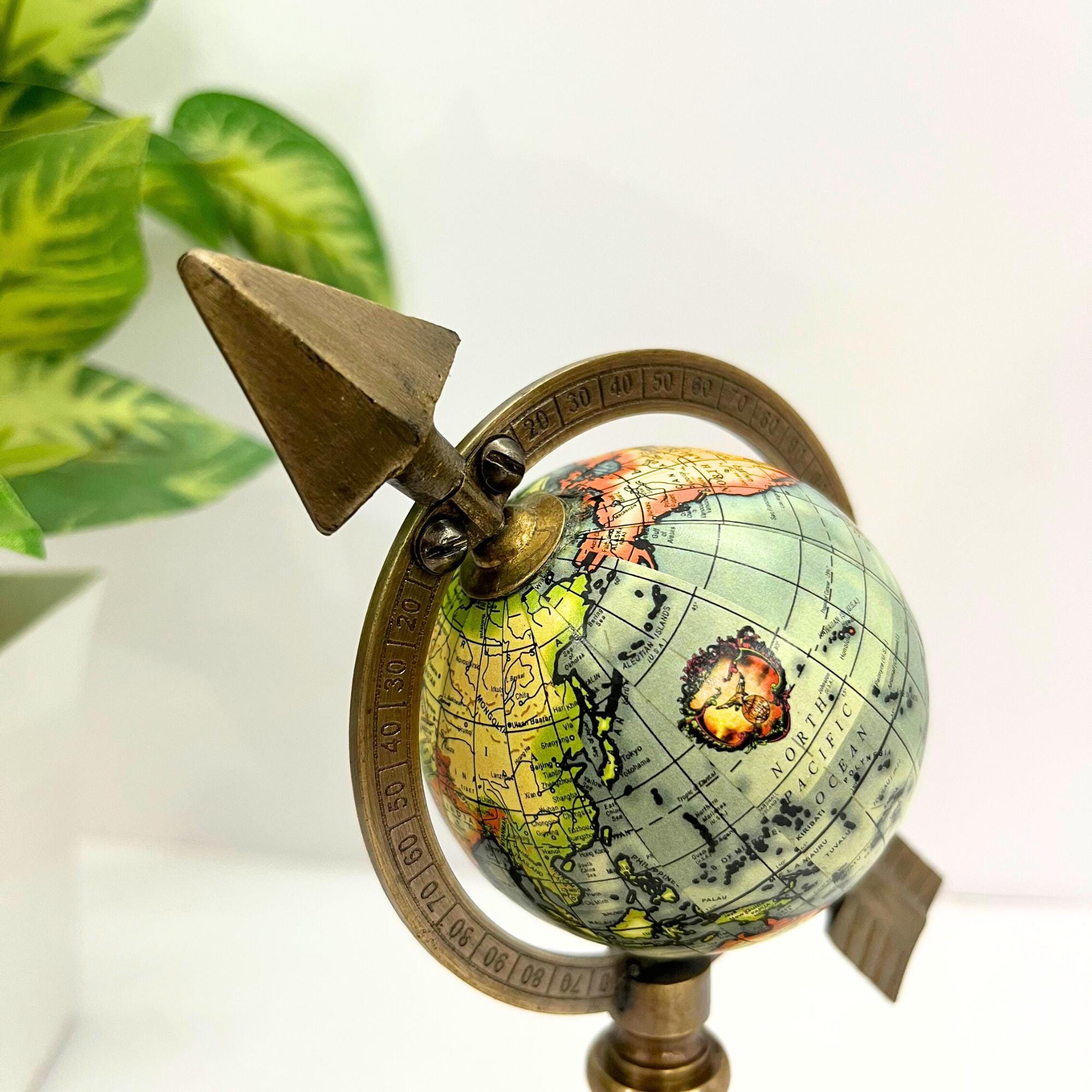 Brass Armillary Sphere with Arrow on Rosewood Base view 7