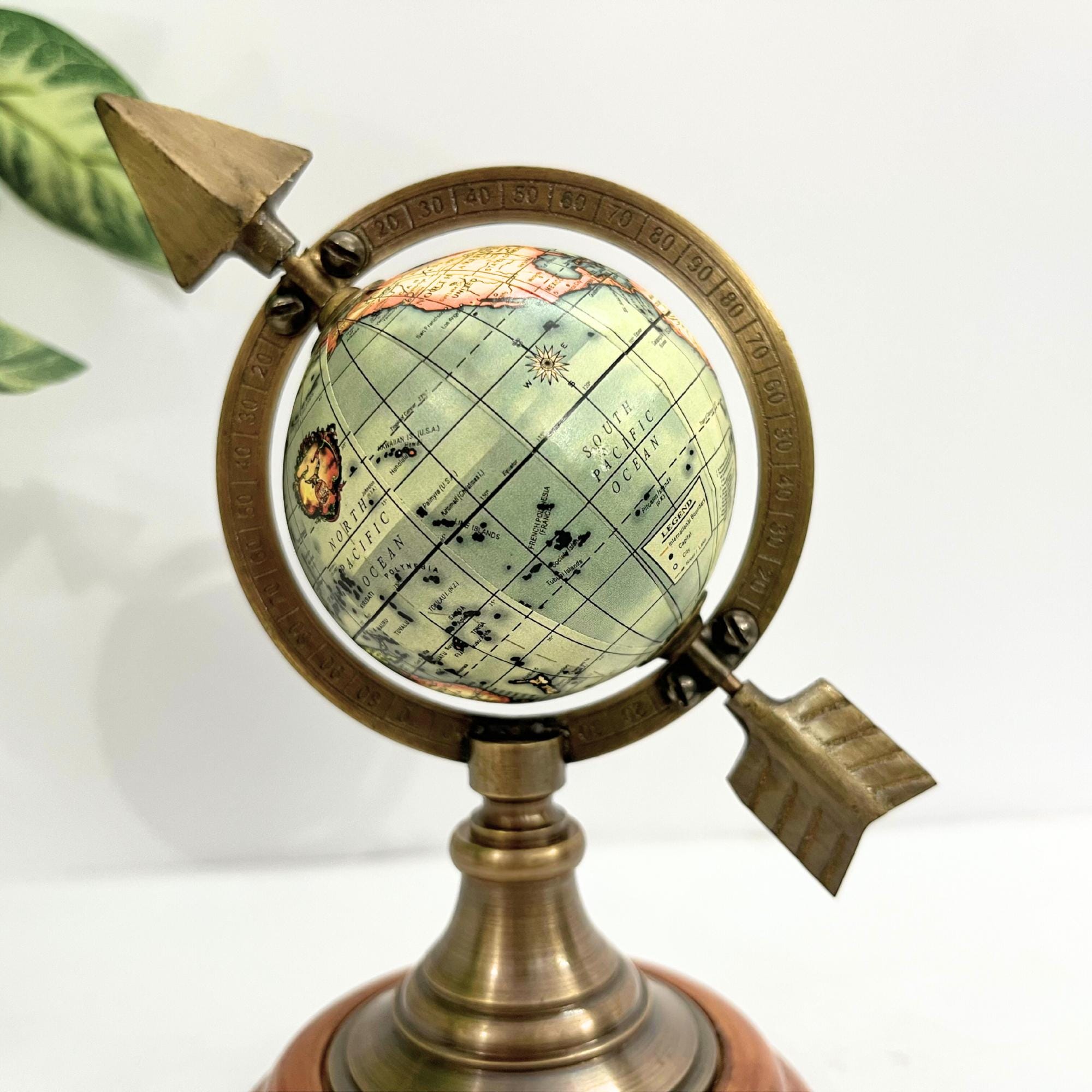 Brass Armillary Sphere with Arrow on Rosewood Base view 8