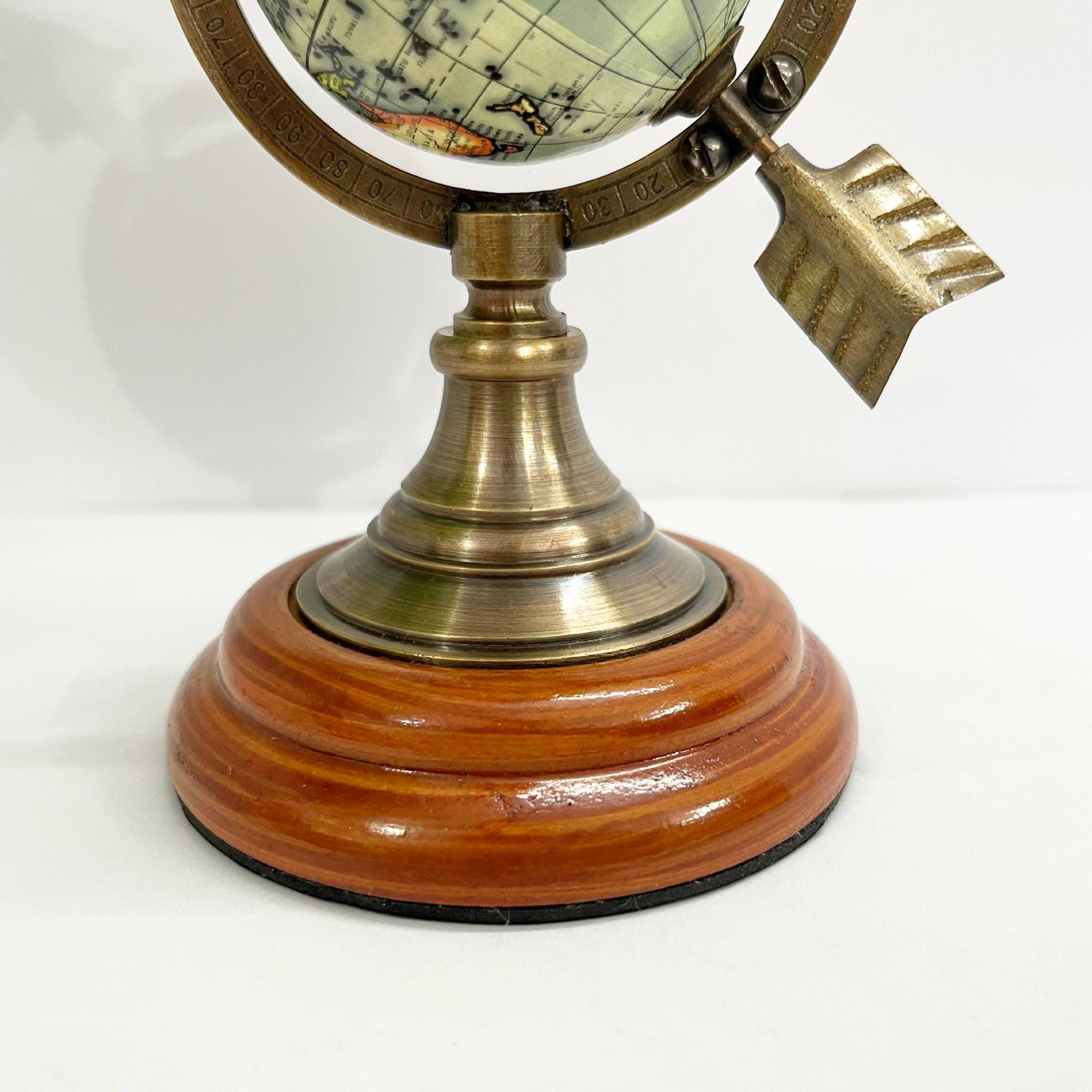 Brass Armillary Sphere with Arrow on Rosewood Base view 9