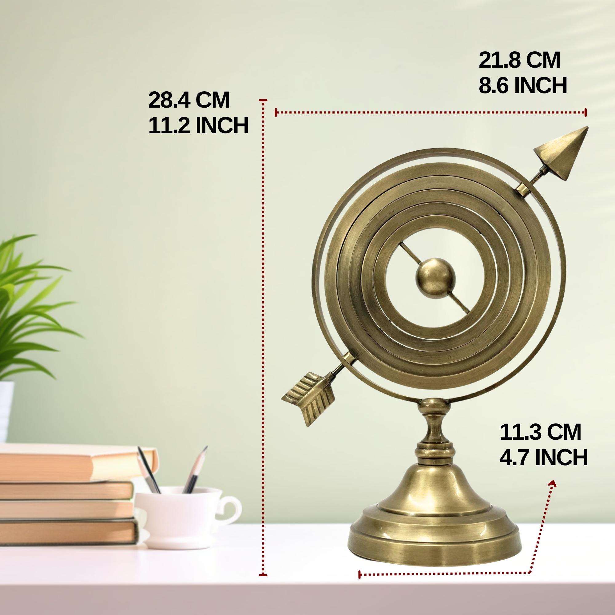 Brass Armillary Sphere with Pierced Arrow on Astrolabe Base view 4