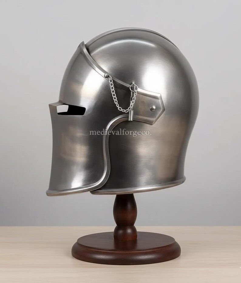 Barbuta Closed Face Knight Helmet — Gothic Steel view 2