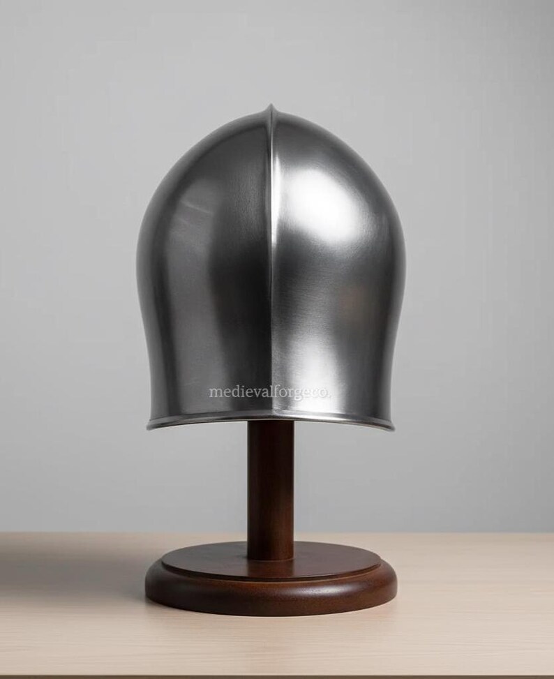 Barbuta Closed Face Knight Helmet — Gothic Steel view 3