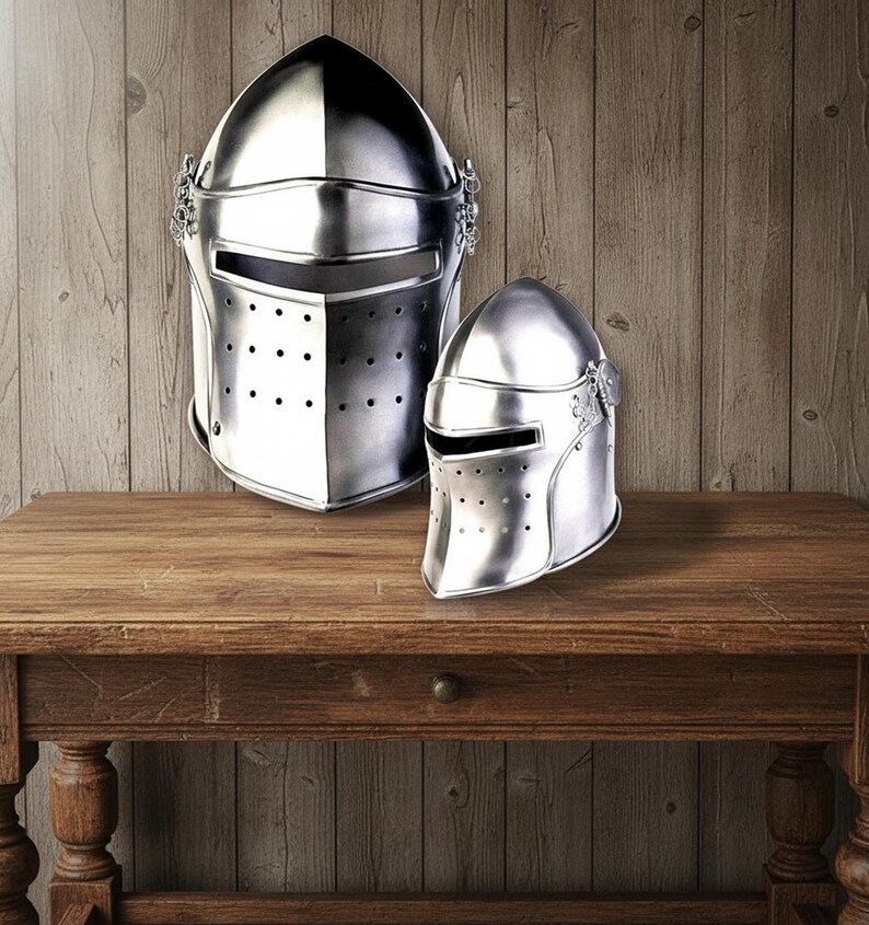 Black Barbute Helmet with Display Stand view 12