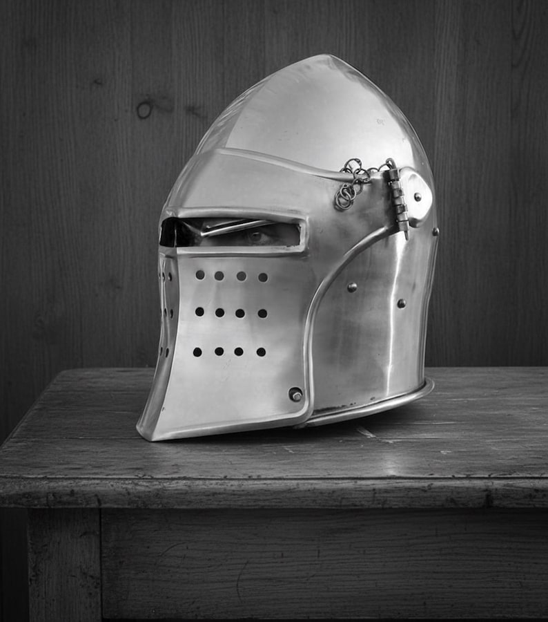 Black Barbute Helmet with Display Stand view 13