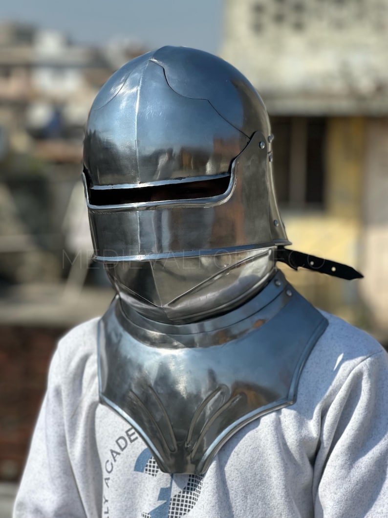 Gothic Sallet Helmet with Bevor and Visor view 12
