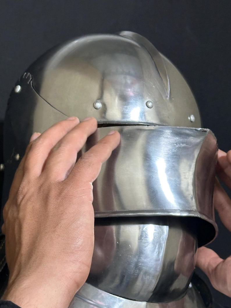 Medieval Sallet Helmet with Bevor — LARP Wearable view 2