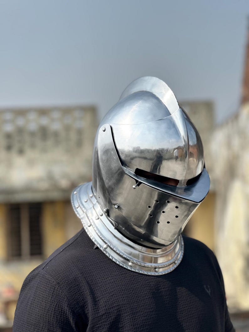 Visored Medieval Knight Helmet — Gothic Steel view 6