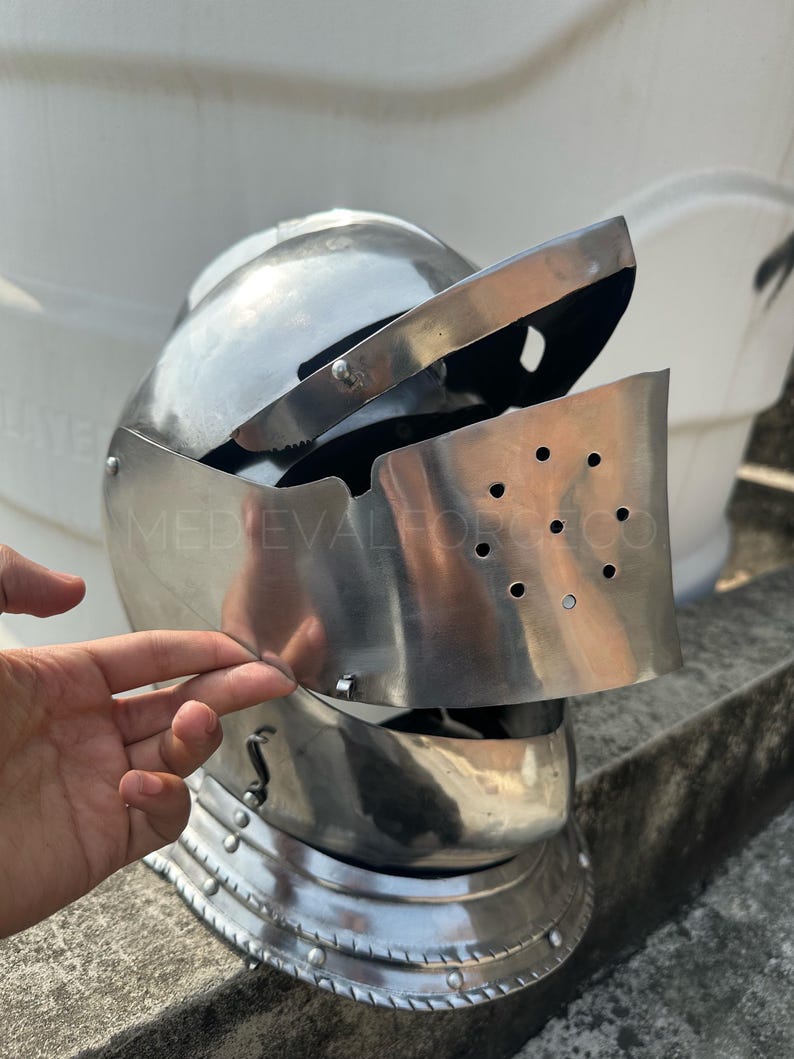 Visored Medieval Knight Helmet — Gothic Steel view 9