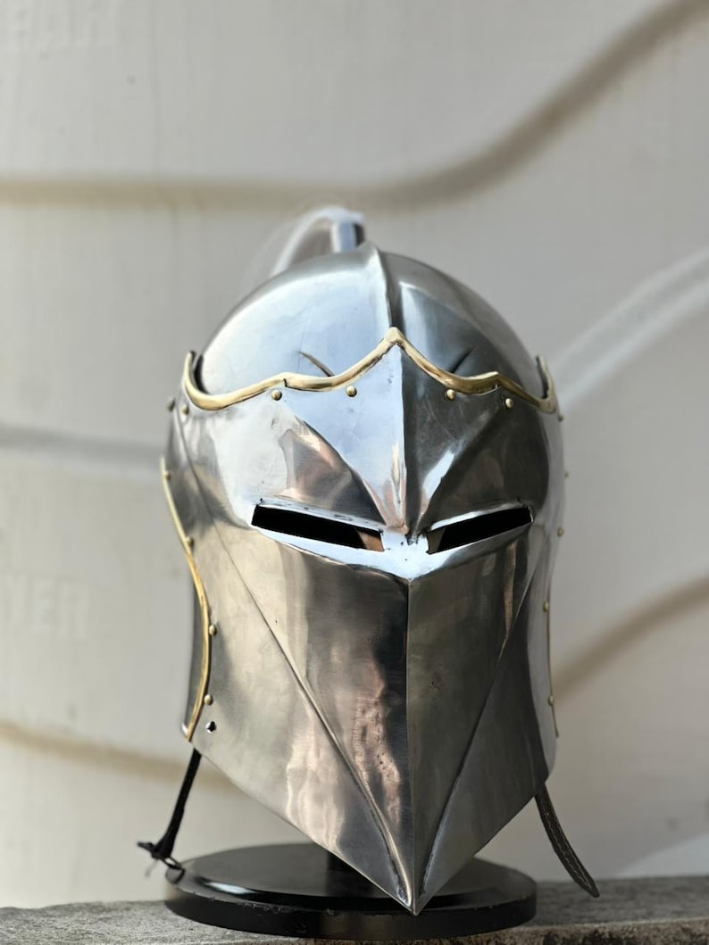 Vanguard Winged Knight Helmet — Brass Finish with Plume view 5