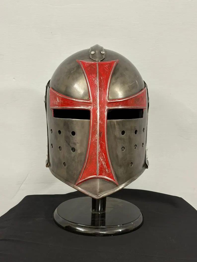 Medieval Templar Helmet — Padded Steel Crusader view 7