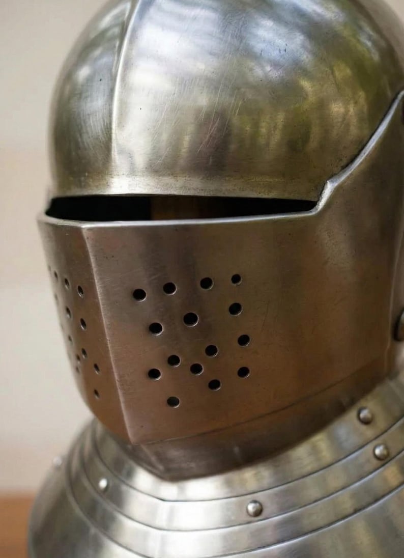 Medieval Knight Helmet with Visor — Full Steel Armor view 2