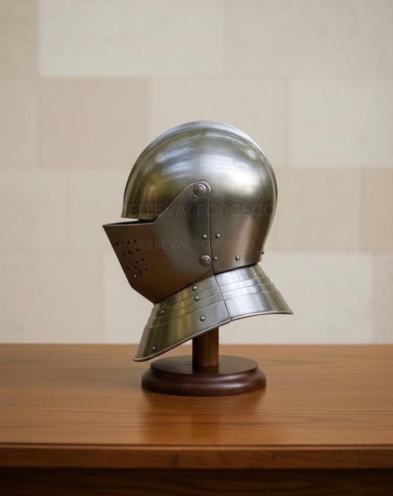 Medieval Knight Helmet with Visor — Full Steel Armor view 3
