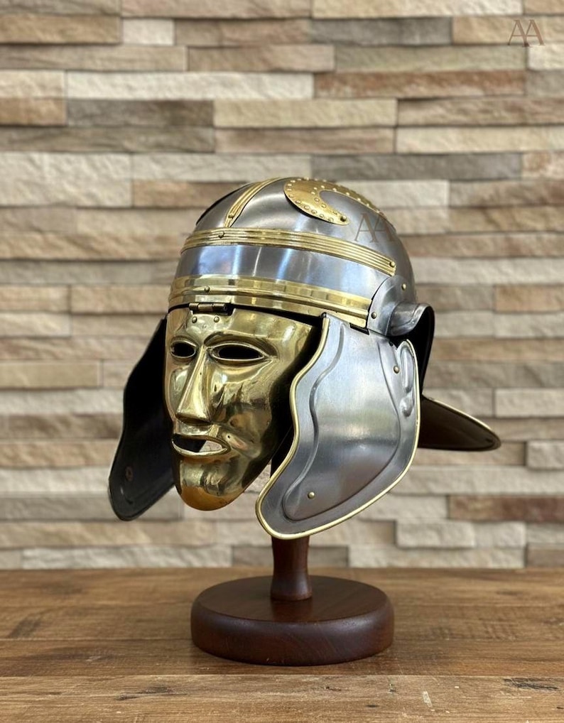 Roman Brass Helmet with Face Mask — Ancient Warrior view 2