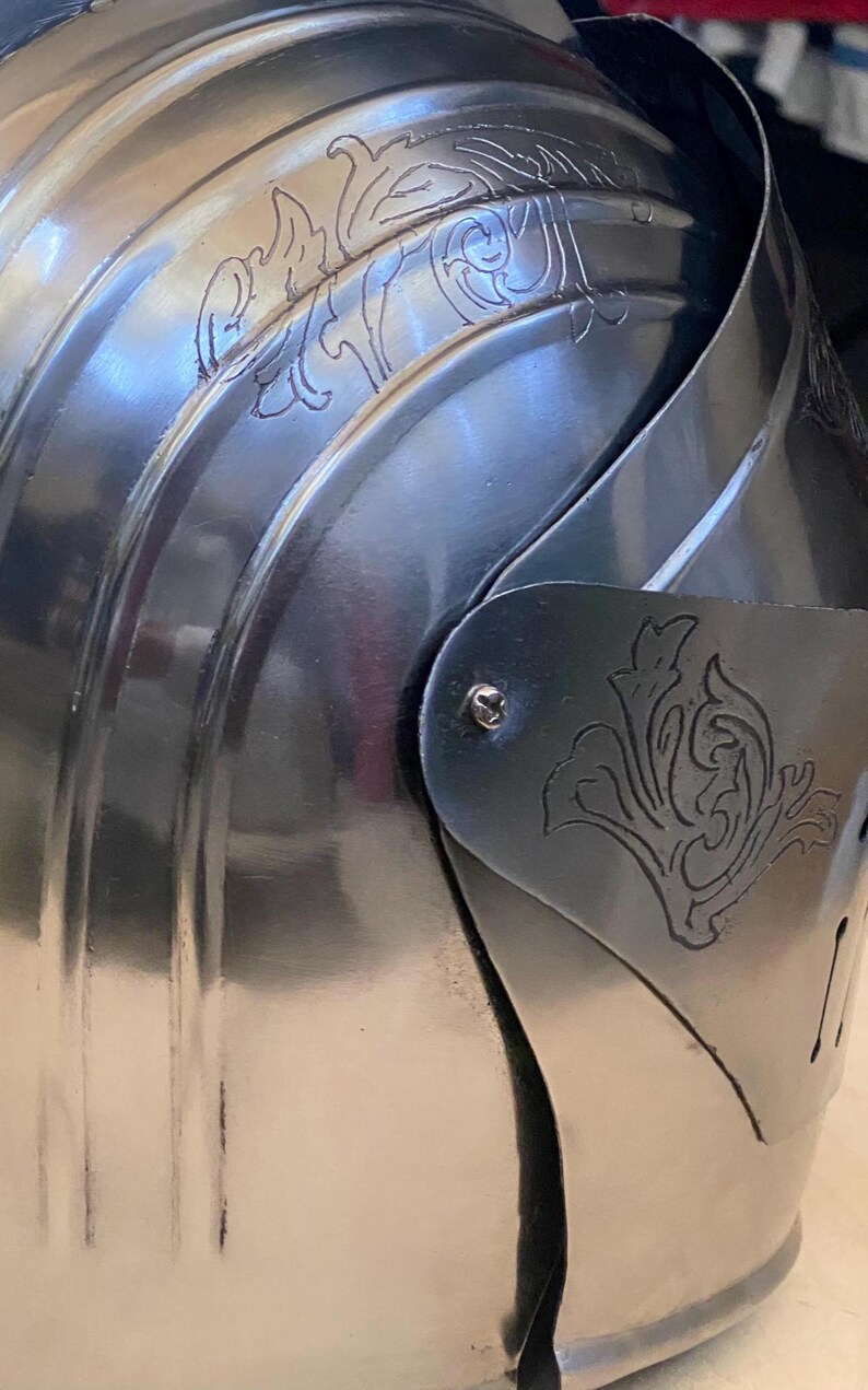 Engraved Close Helmet — Gothic Knight Medieval Display view 5
