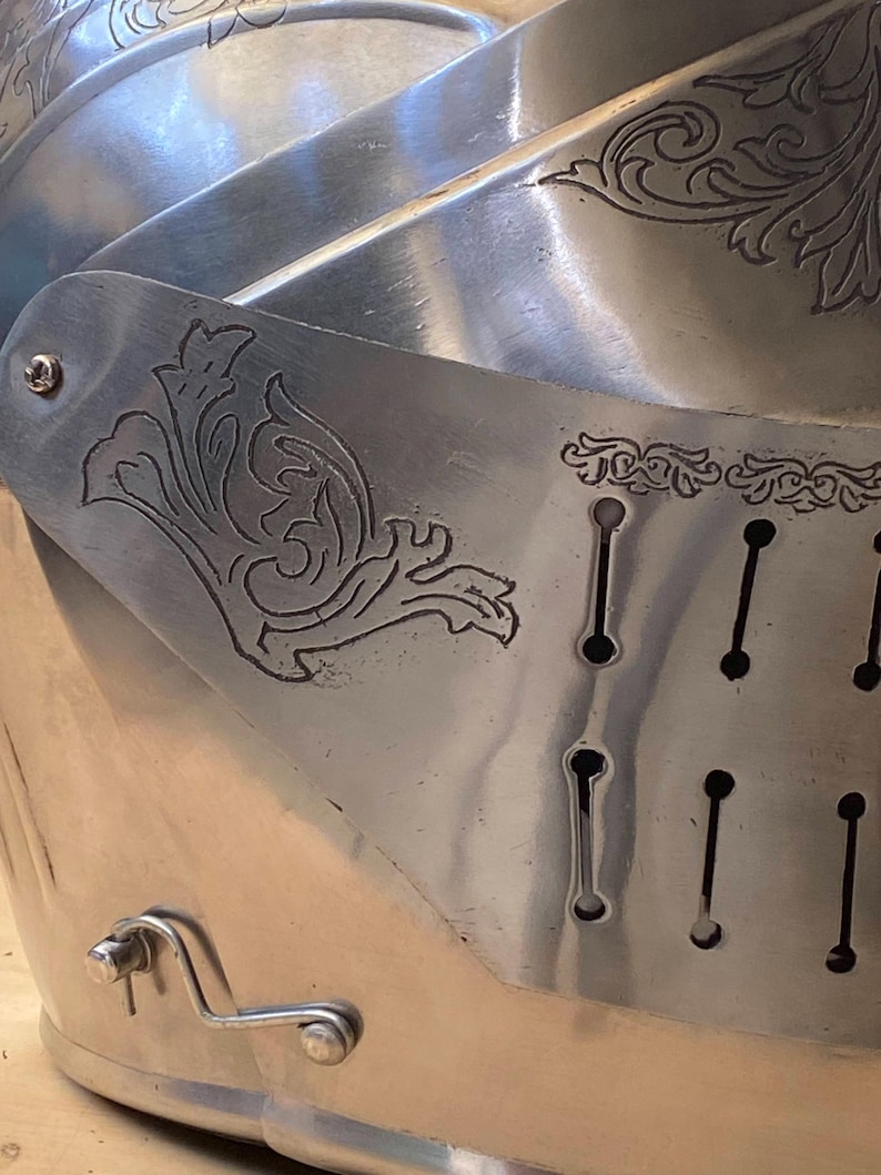 Engraved Close Helmet — Gothic Knight Medieval Display view 7
