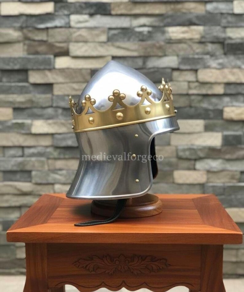 Crowned Knight Armor Helmet — Brass Crown Crusader view 4
